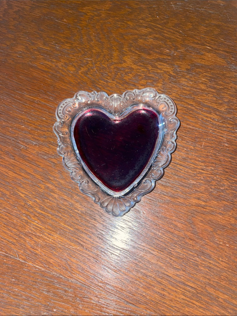 Unique heart shape glass trinket tray